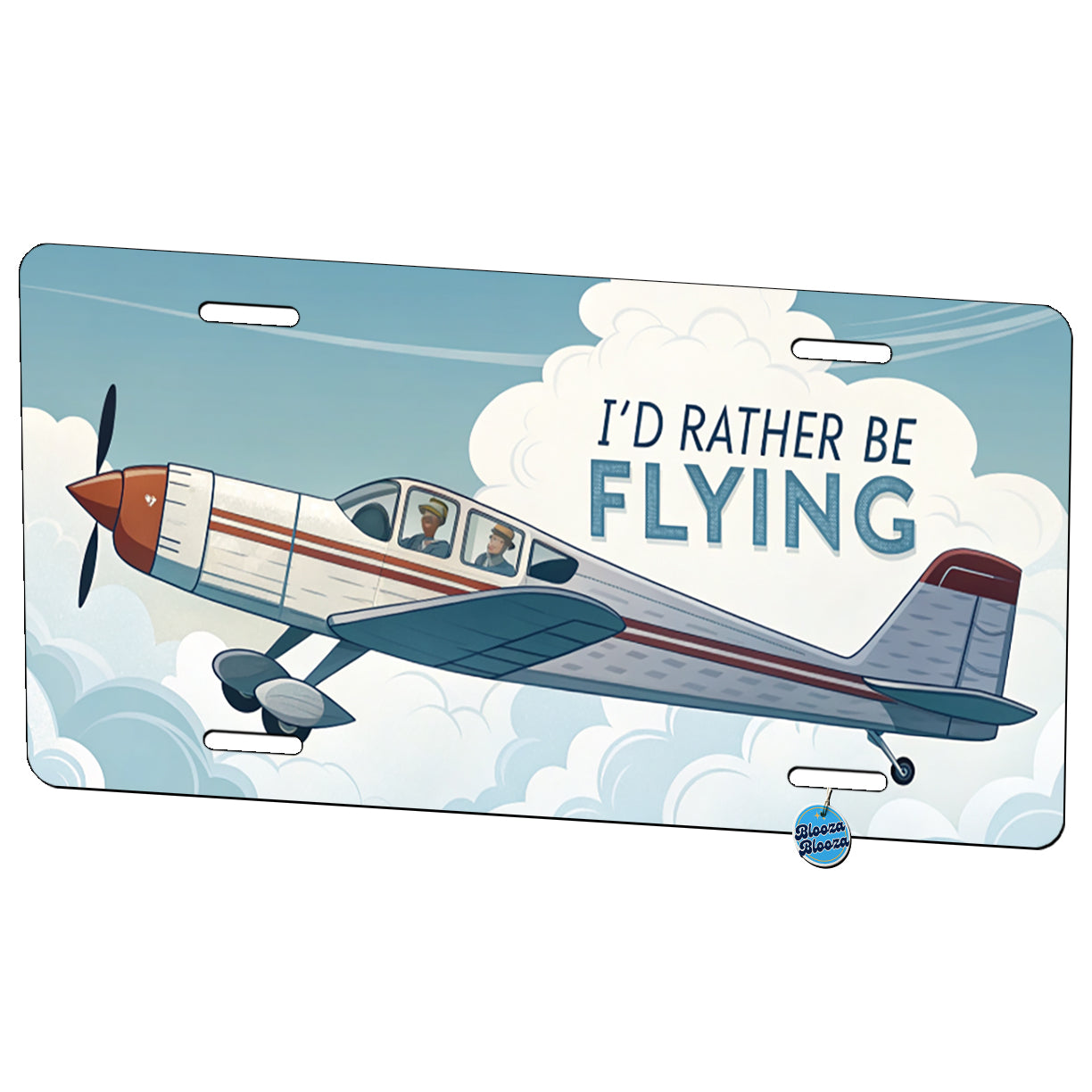 I'd Rather Be Flying Airplane Pilot Metal Vanity Novelty Tag License Plate for Trucks Cars SUVs