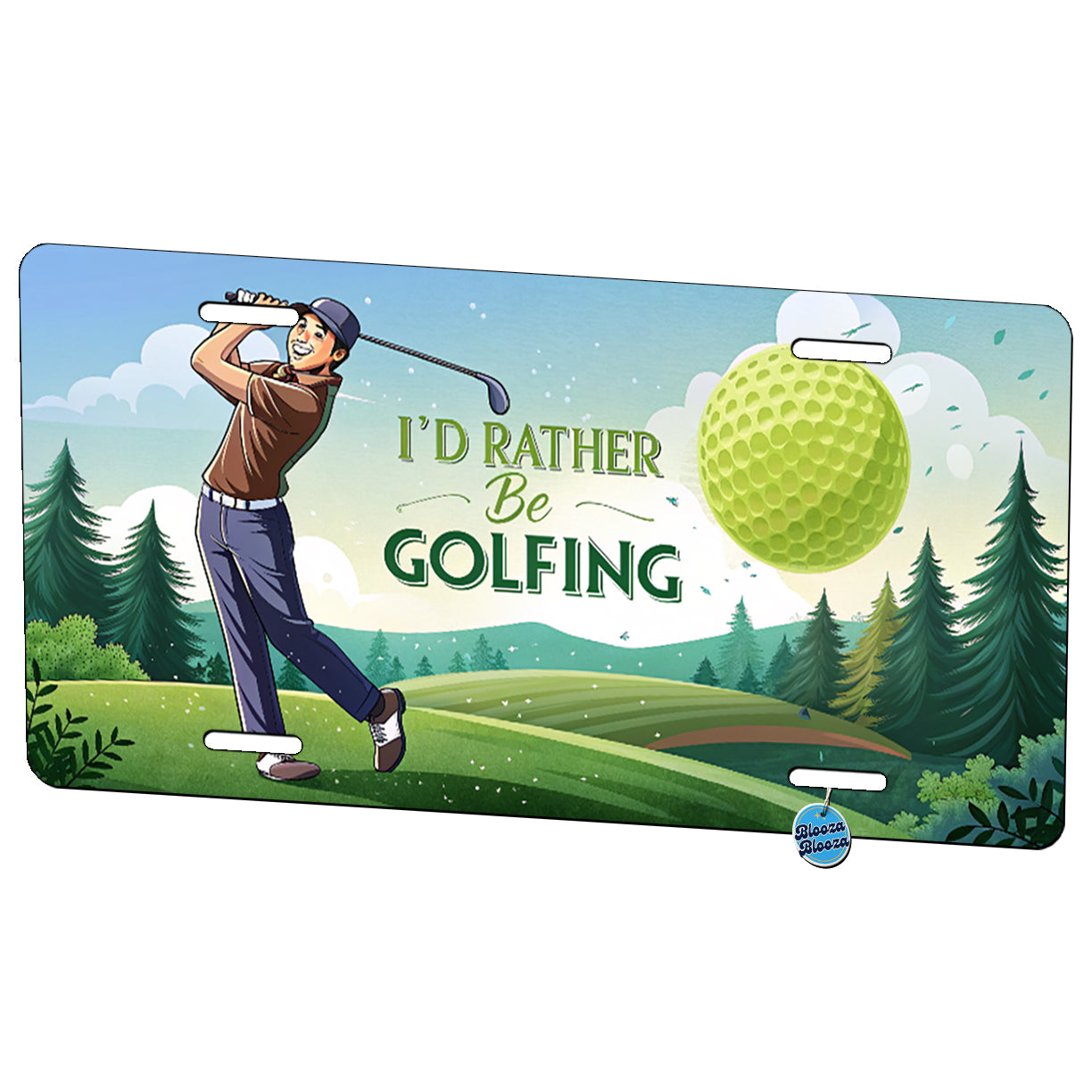 I'd Rather Be Golfing Man Golfer Metal Vanity Novelty Tag License Plate for Trucks Cars SUVs
