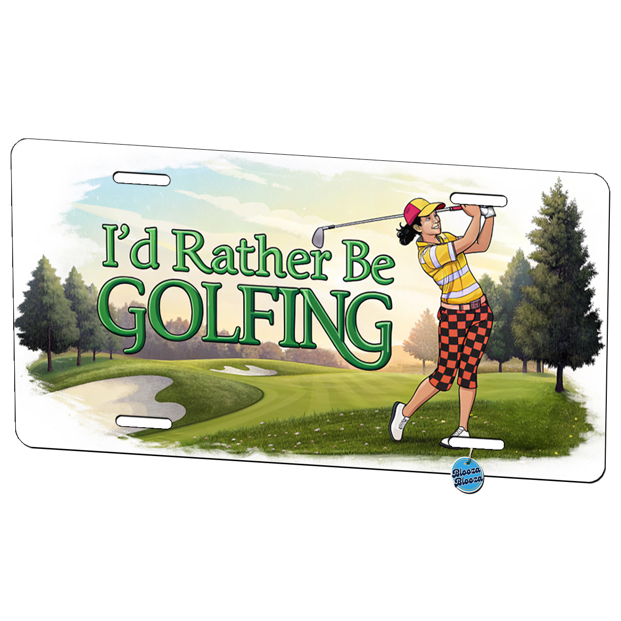 I'd Rather Be Golfing Woman Golfer Metal Vanity Novelty Tag License Plate for Trucks Cars SUVs
