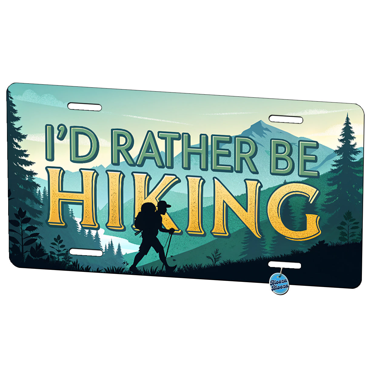 I'd Rather Be Hiking Mountains Metal Vanity Novelty Tag License Plate for Trucks Cars SUVs