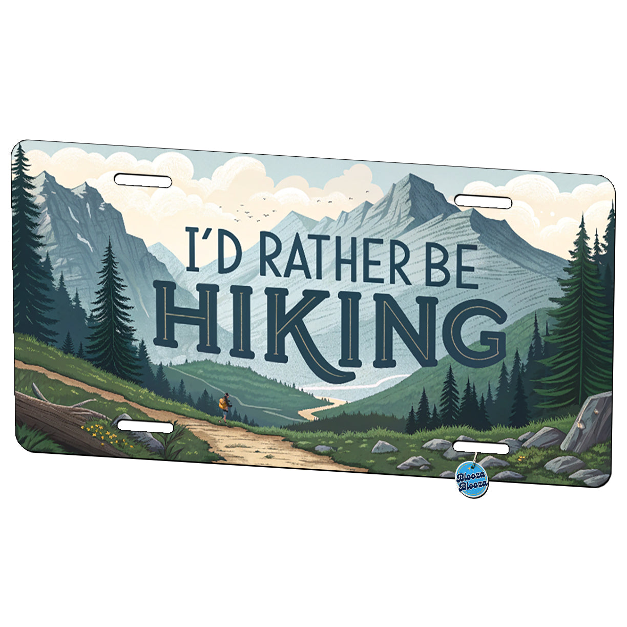 I'd Rather Be Hiking Trails Mountains Metal Vanity Novelty Tag License Plate for Trucks Cars SUVs