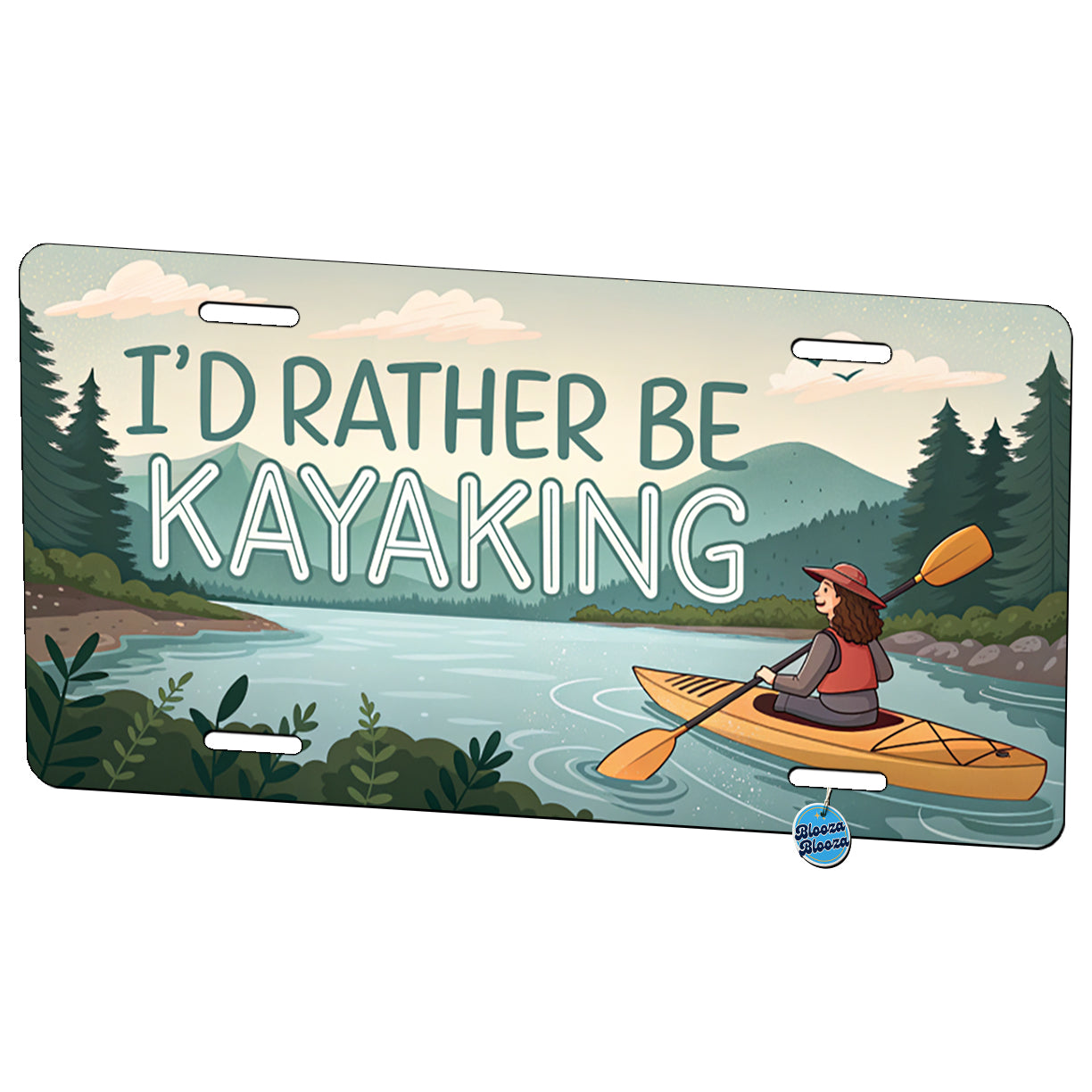 I'd Rather Be Kayaking Woman Kayaker Metal Vanity Novelty Tag License Plate for Trucks Cars SUVs