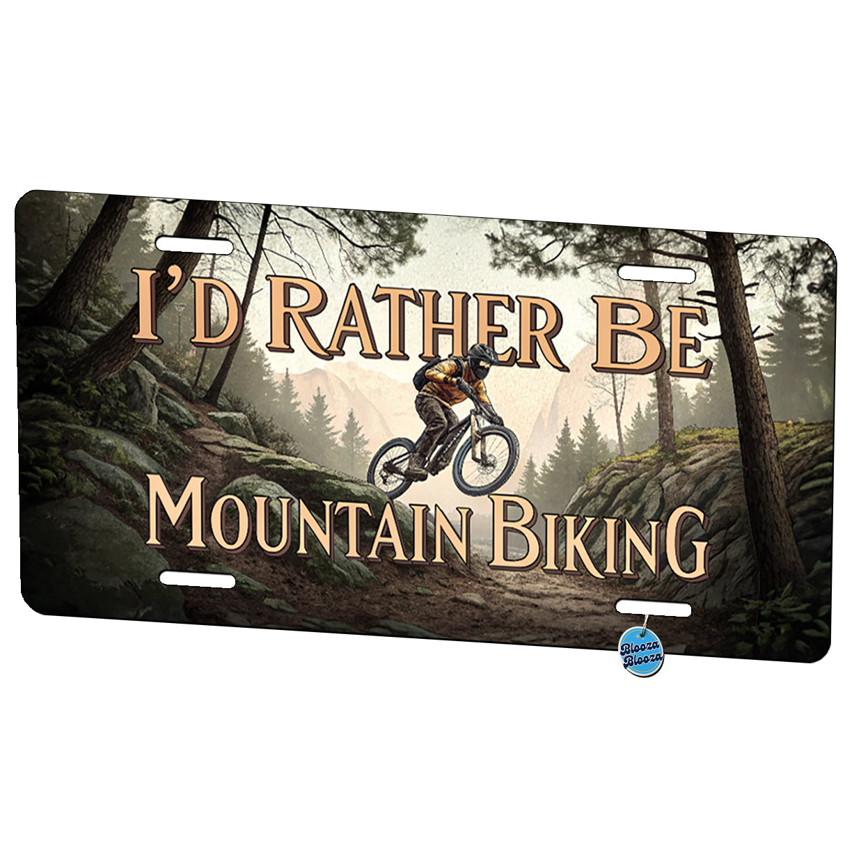 I'd Rather Be Mountain Biking Metal Vanity Novelty Tag License Plate for Trucks Cars SUVs