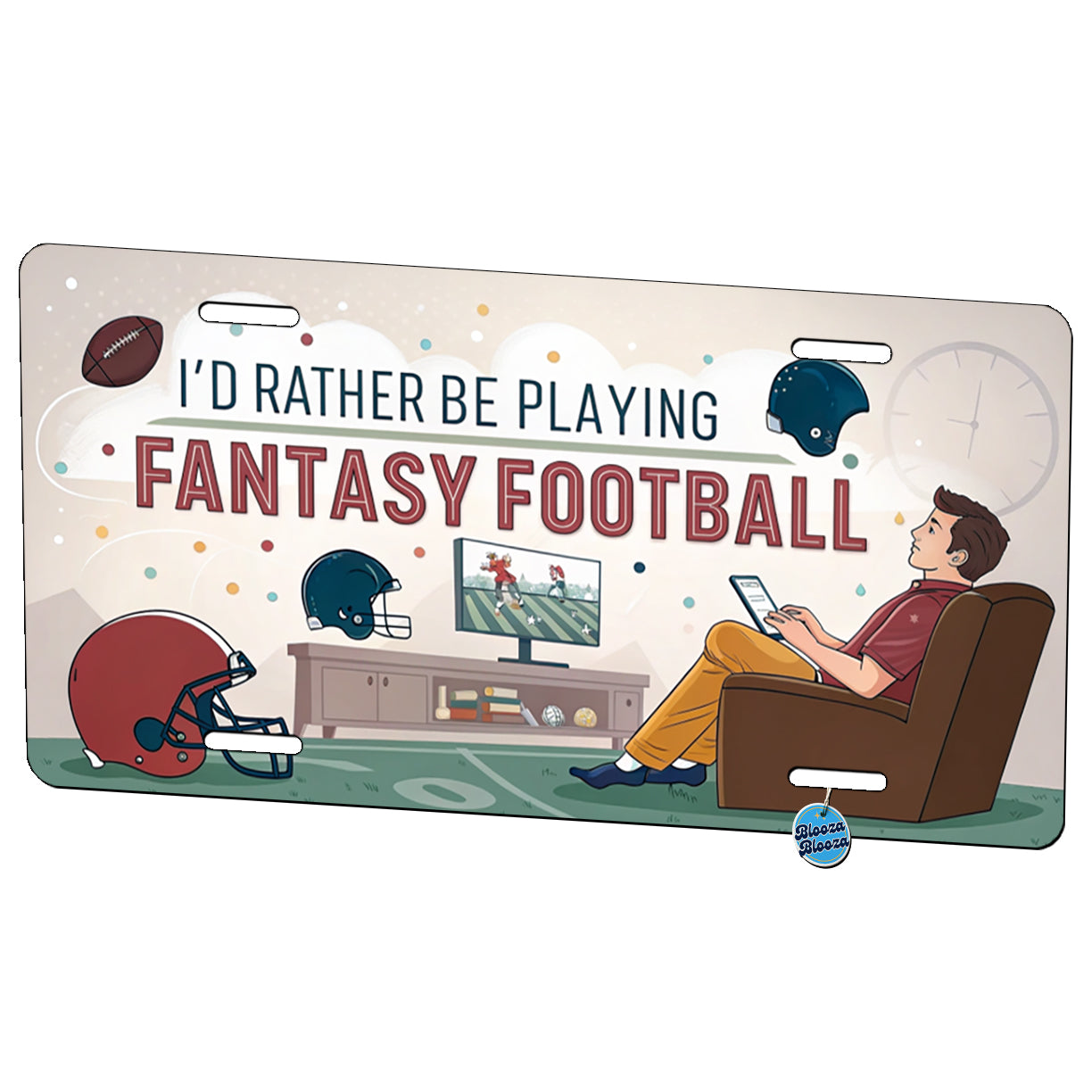 I'd Rather Be Playing Fantasy Football Metal Vanity Novelty Tag License Plate for Trucks Cars SUVs