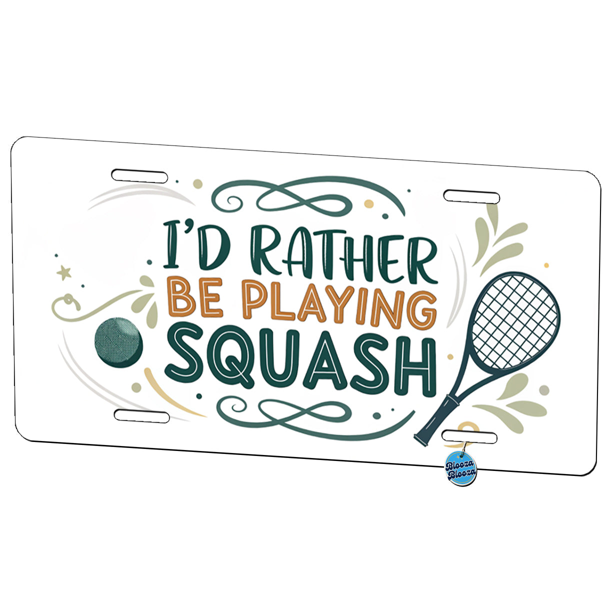 I'd Rather Be Playing Squash Metal Vanity Novelty Tag License Plate for Trucks Cars SUVs