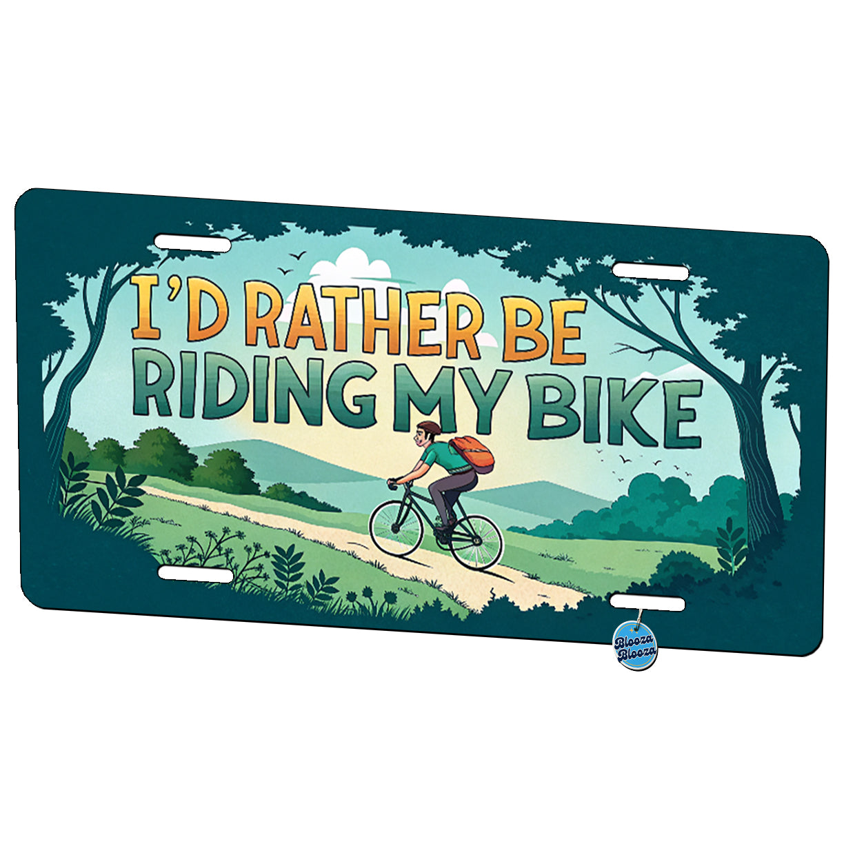I'd Rather Be Riding My Bike Cycling Metal Vanity Novelty Tag License Plate for Trucks Cars SUVs