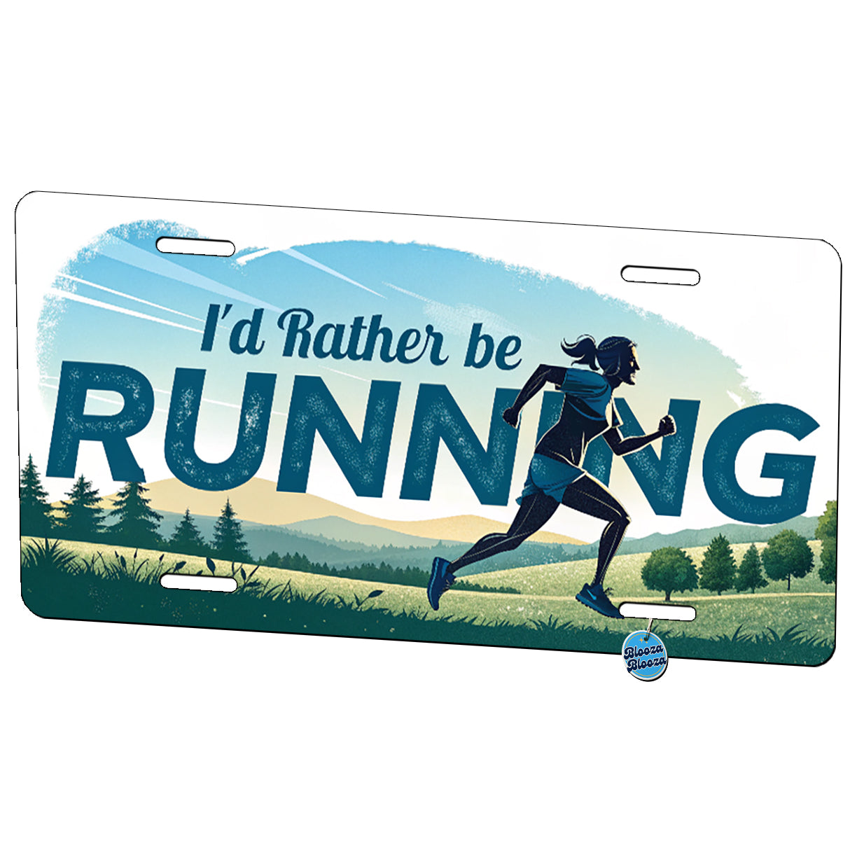 I'd Rather Be Running Woman Jogging Cross Country Metal Vanity Novelty Tag License Plate for Trucks Cars SUVs