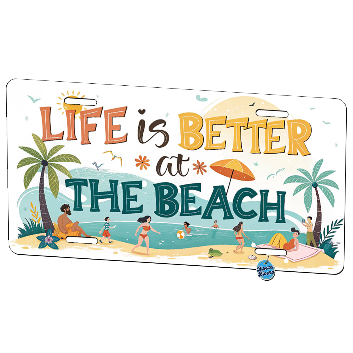 Life Is Better At The Beach Cartoon Metal Vanity Novelty Tag License Plate for Trucks Cars SUVs