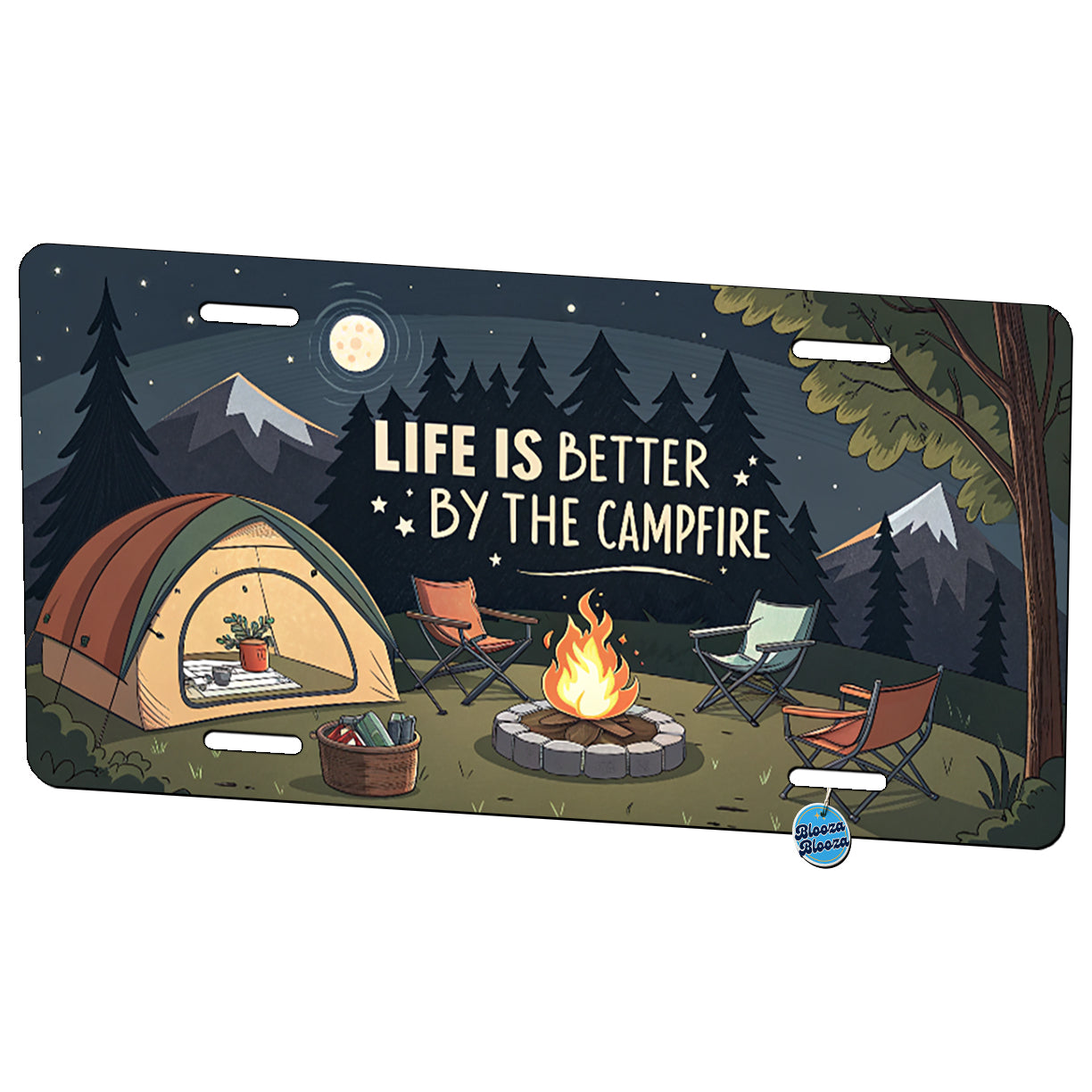 Life is Better By The Campfire Camping Metal Vanity Novelty Tag License Plate for Trucks Cars SUVs