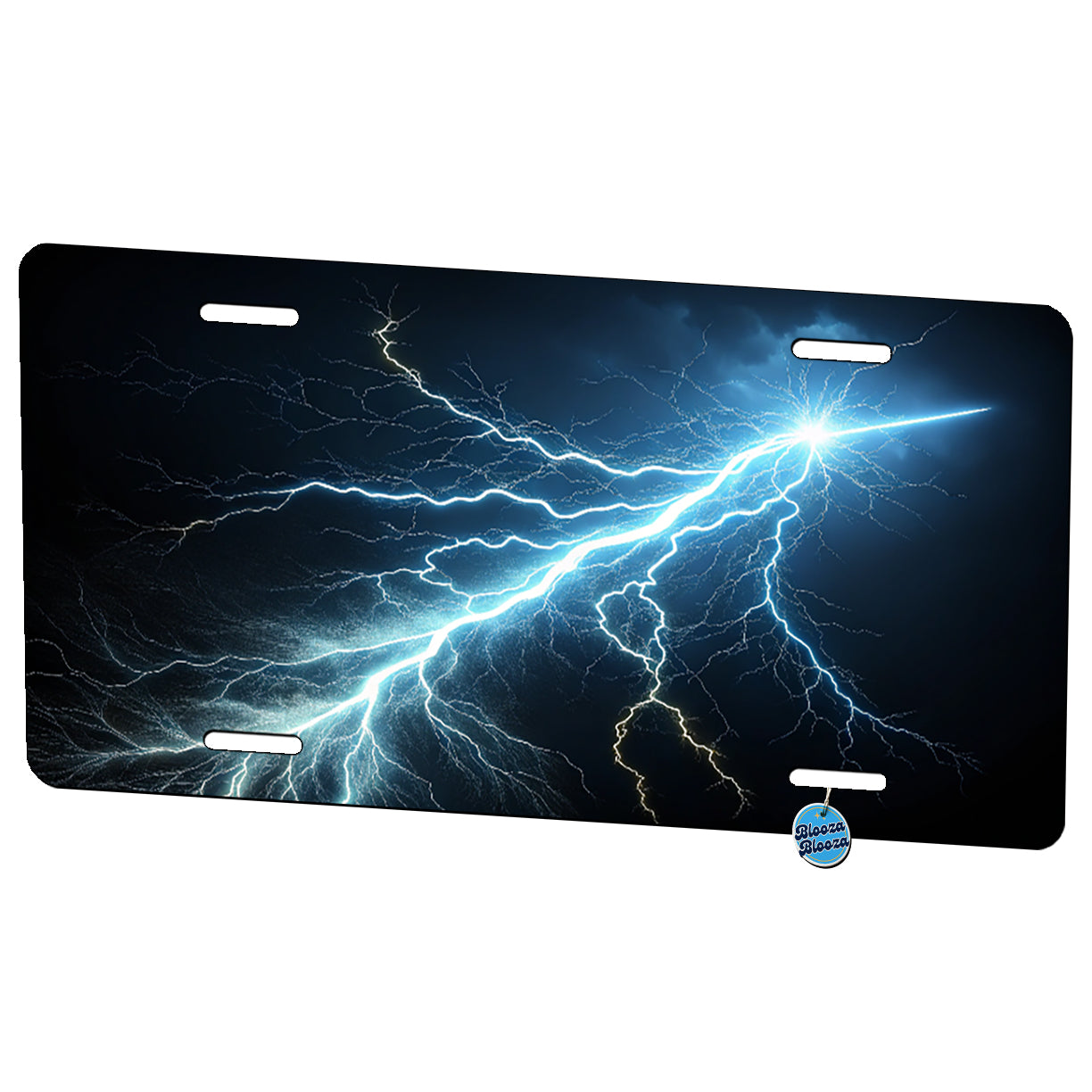 Lightning Bolt Strike at Night Metal Vanity Novelty Tag License Plate for Trucks Cars SUVs