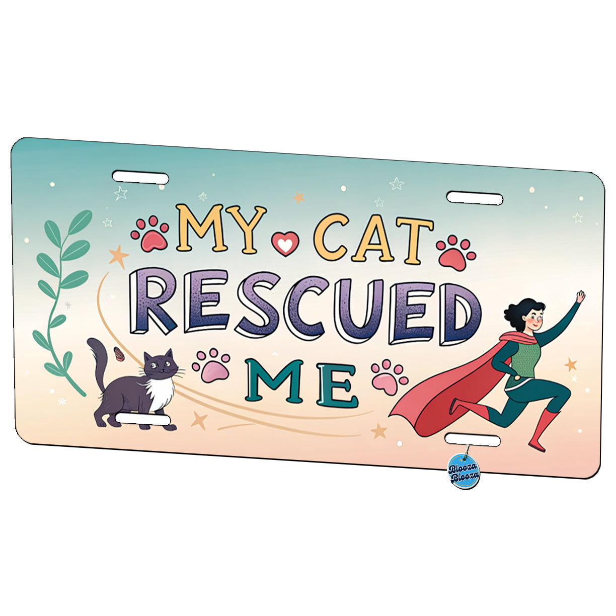 My Cat Rescued Me Pet Adoption Metal Vanity Novelty Tag License Plate for Trucks Cars SUVs