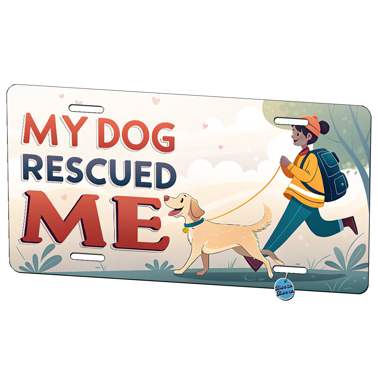 My Dog Rescued Me Pet Adoption Metal Vanity Novelty Tag License Plate for Trucks Cars SUVs