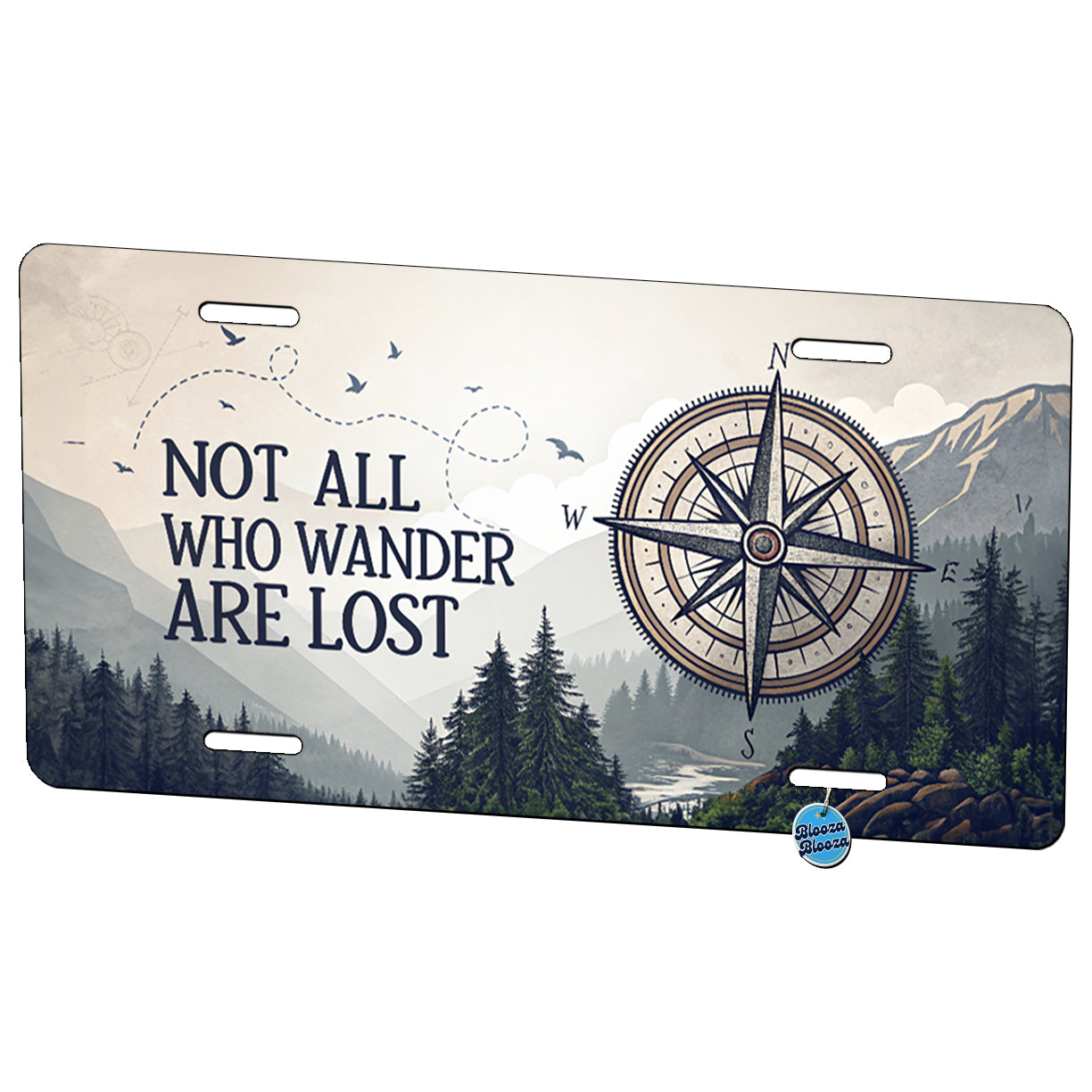 Not All Who Wander Are Lost Compass Hiking Metal Vanity Novelty Tag License Plate for Trucks Cars SUVs