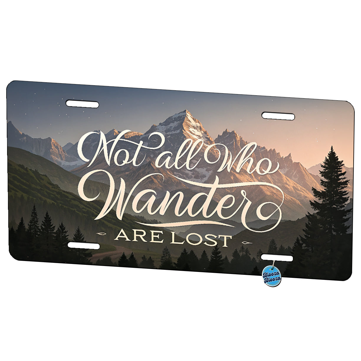 Not All Who Wander Are Lost Hiking Mountains Metal Vanity Novelty Tag License Plate for Trucks Cars SUVs