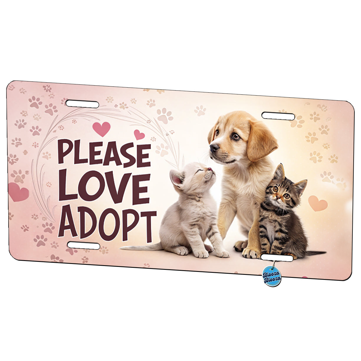 Please Love Adopt Animal Pet Rescue Adoption Metal Vanity Novelty Tag License Plate for Trucks Cars SUVs