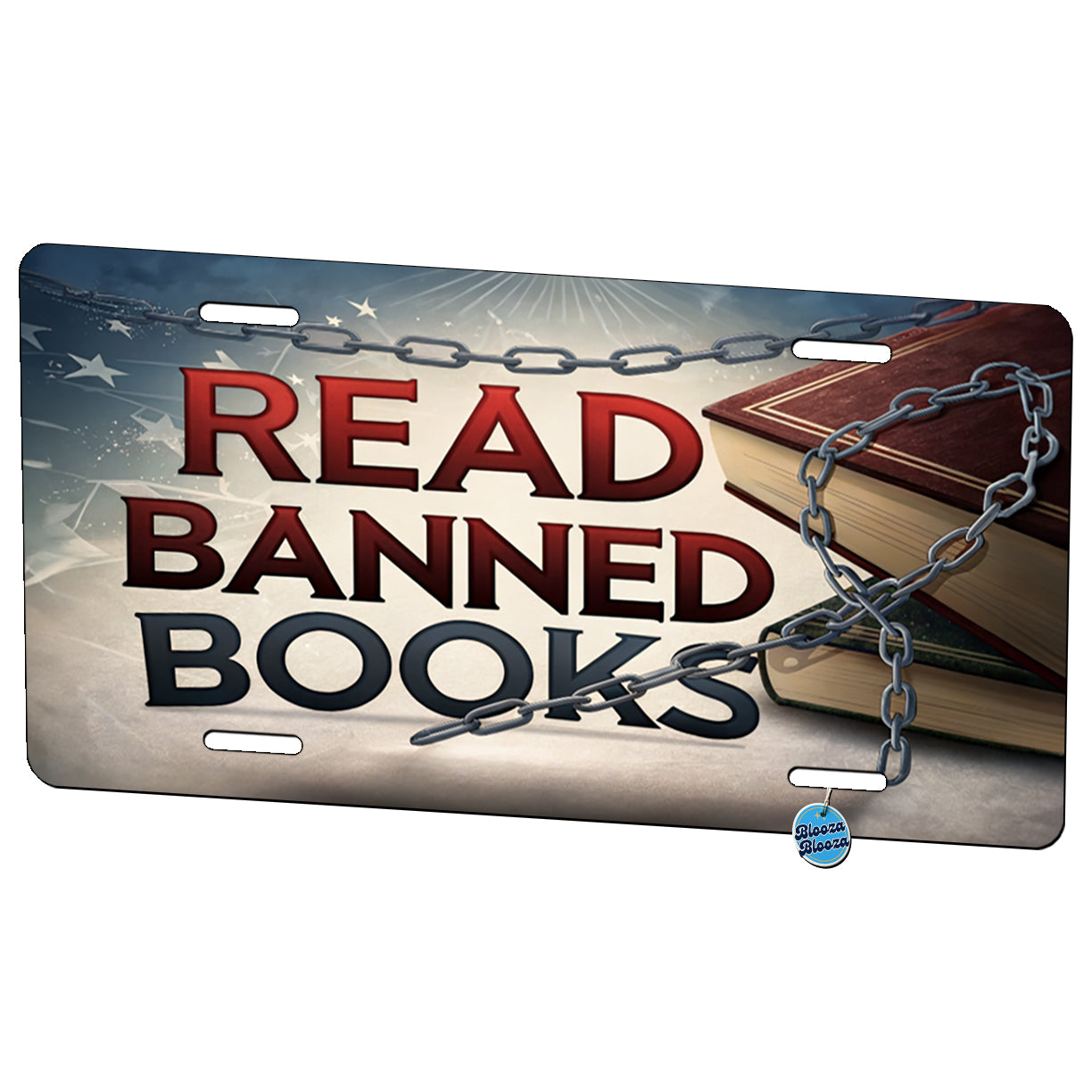 Read Banned Books Chains Metal Vanity Novelty Tag License Plate for Trucks Cars SUVs