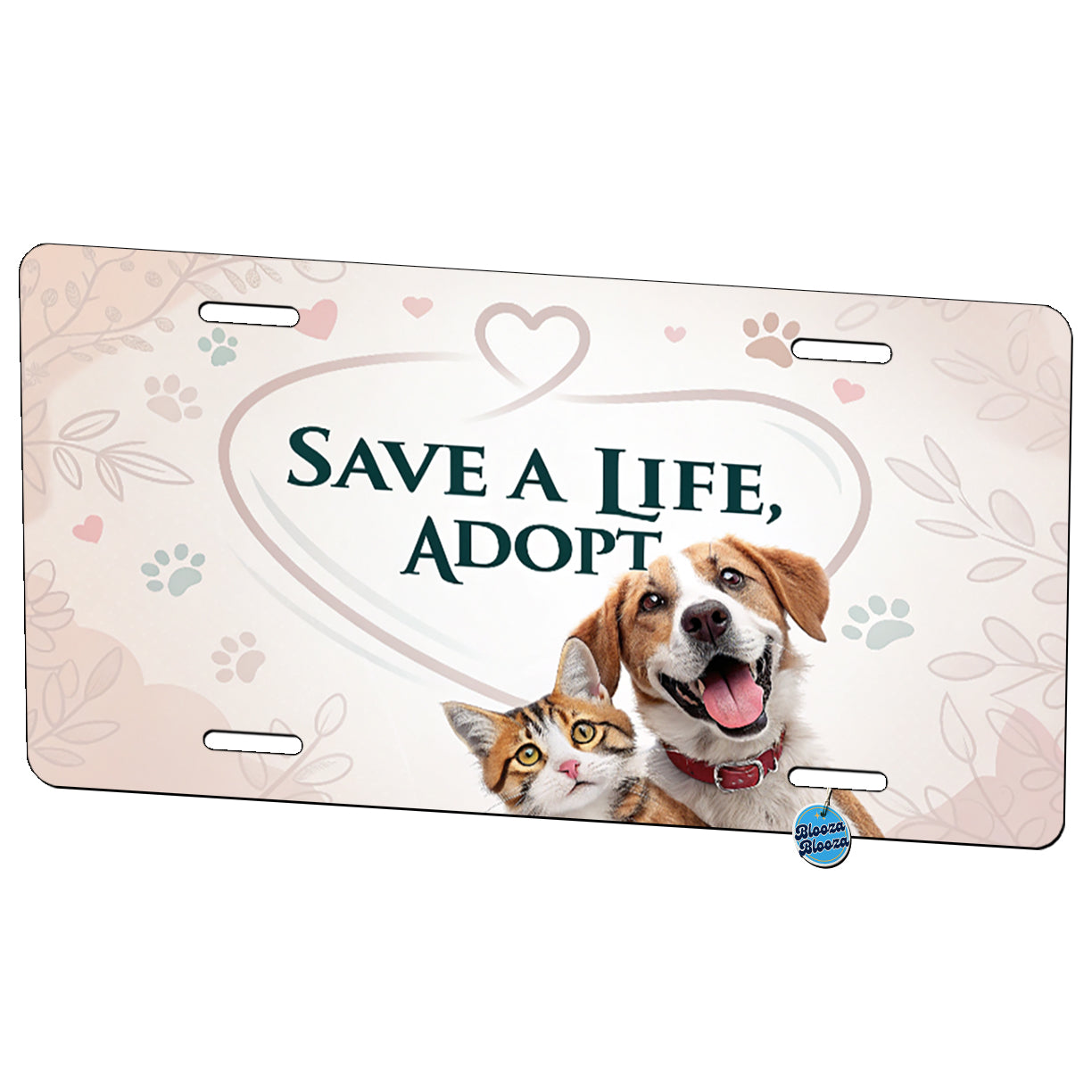 Save A Life Adopt Rescue Pet Dog Cat Metal Vanity Novelty Tag License Plate for Trucks Cars SUVs