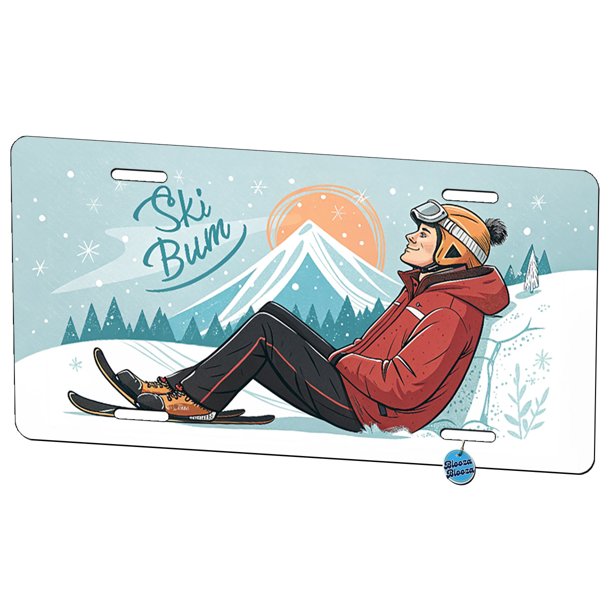 Ski Bum Lounging Metal Vanity Novelty Tag License Plate for Trucks Cars SUVs