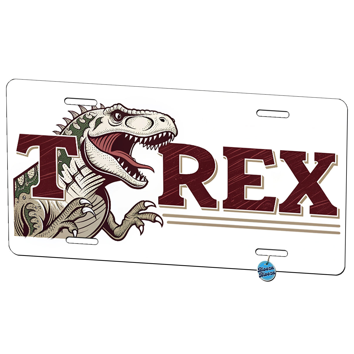 Tyrannosaurus T-Rex Dinosaur Cartoon Metal Vanity Novelty Tag License Plate for Trucks Cars SUVs