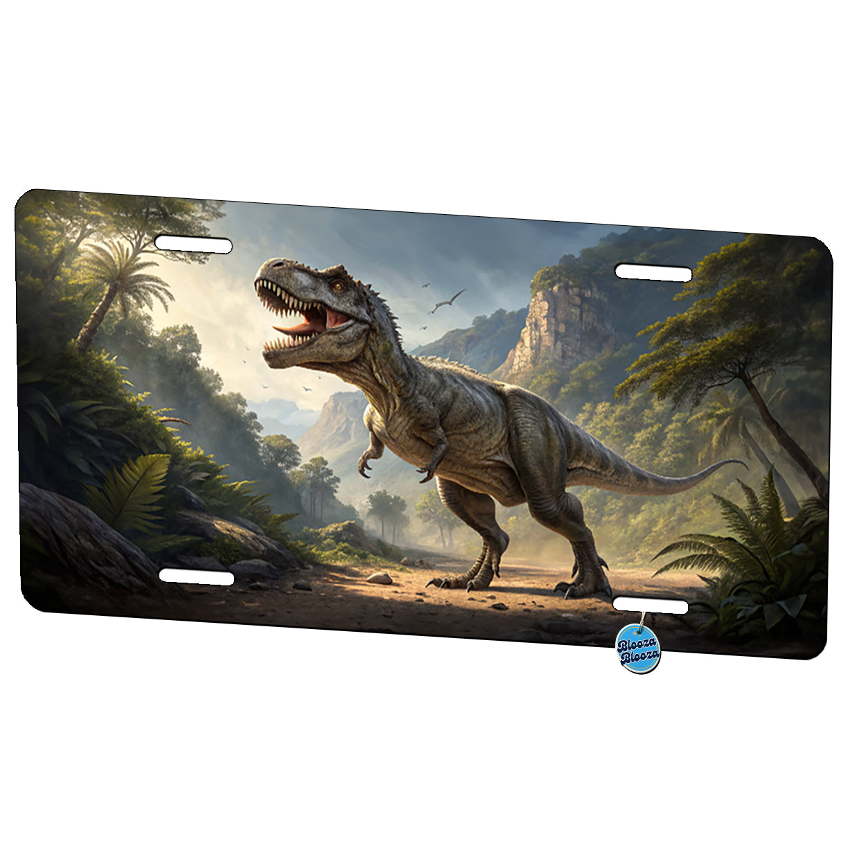 Tyrannosaurus T-Rex Dinosaur in the Wild Metal Vanity Novelty Tag License Plate for Trucks Cars SUVs