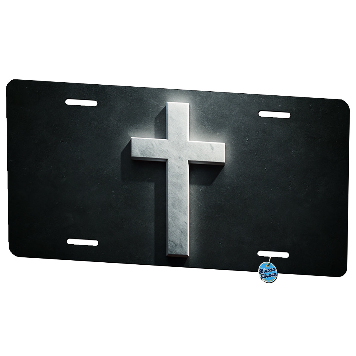 White Cross On Dark Background Religious Metal Vanity Novelty Tag License Plate for Trucks Cars SUVs