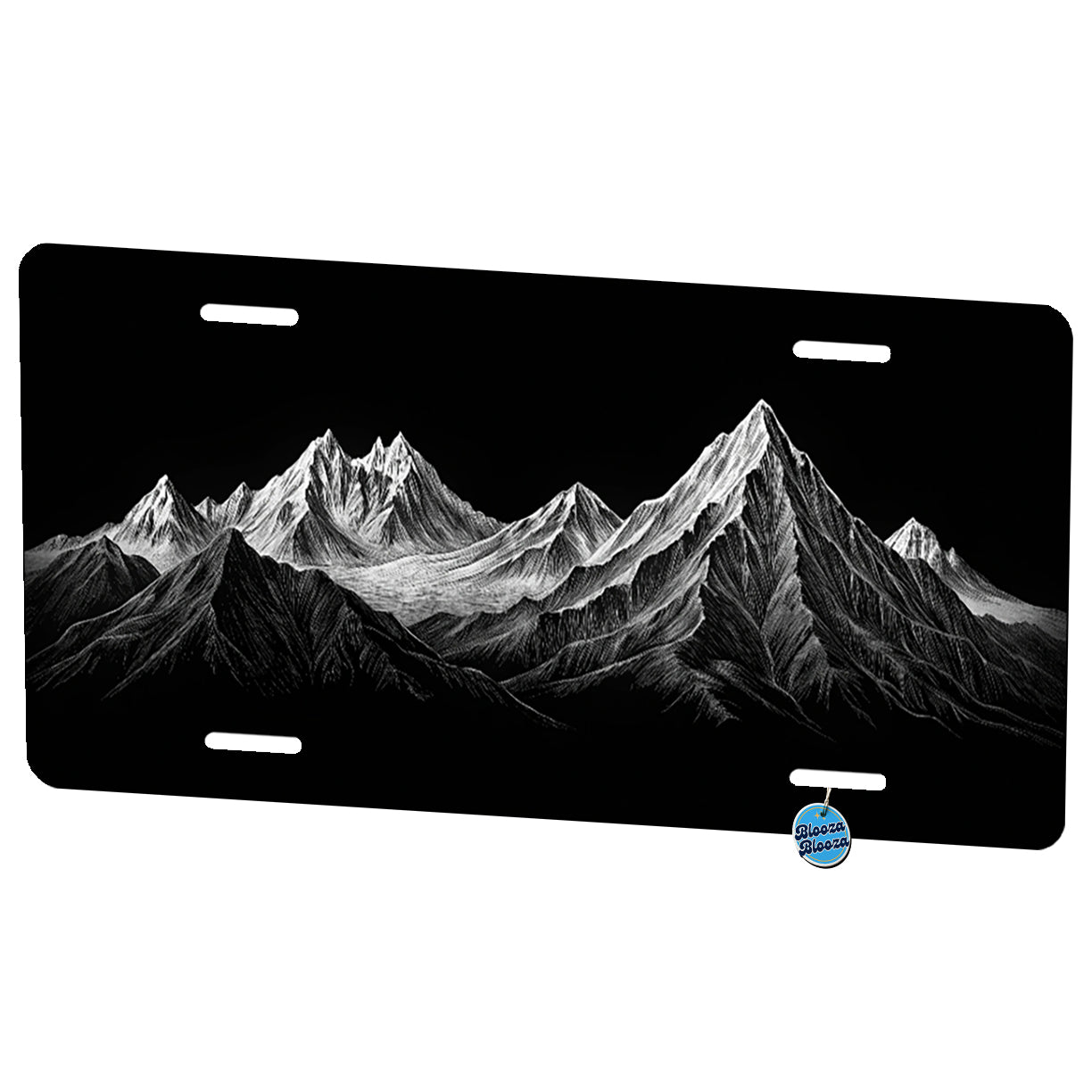 White Mountains On Black Outdoors Hiking Camping Metal Vanity Novelty Tag License Plate for Trucks Cars SUVs