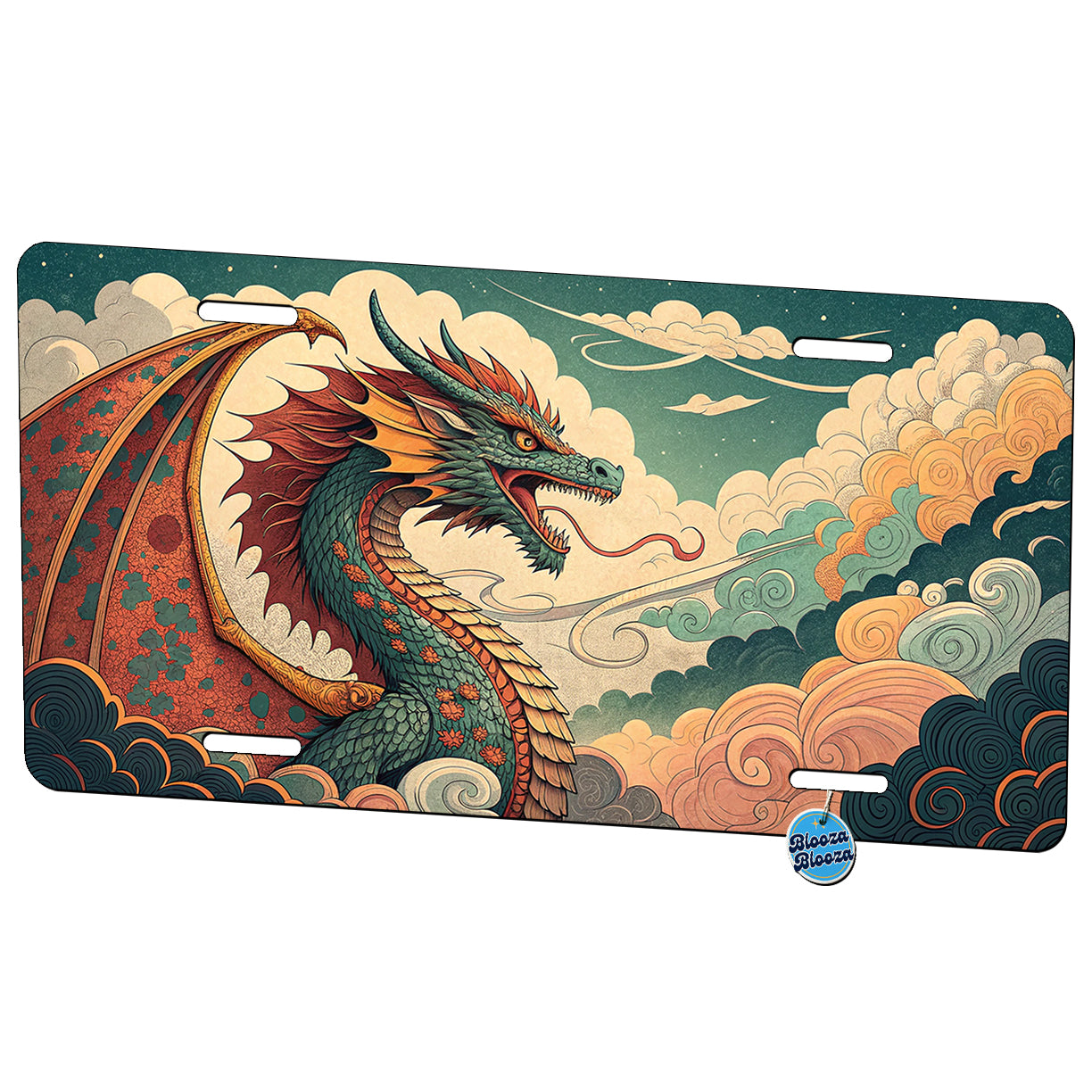 60's Style Pulp Fantasy Dragon Illustration Metal Vanity Novelty Tag License Plate for Trucks Cars SUVs