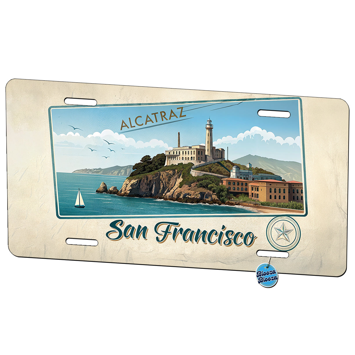 Alcatraz San Francisco Prison Travel Stamp Metal Vanity Novelty Tag License Plate for Trucks Cars SUVs
