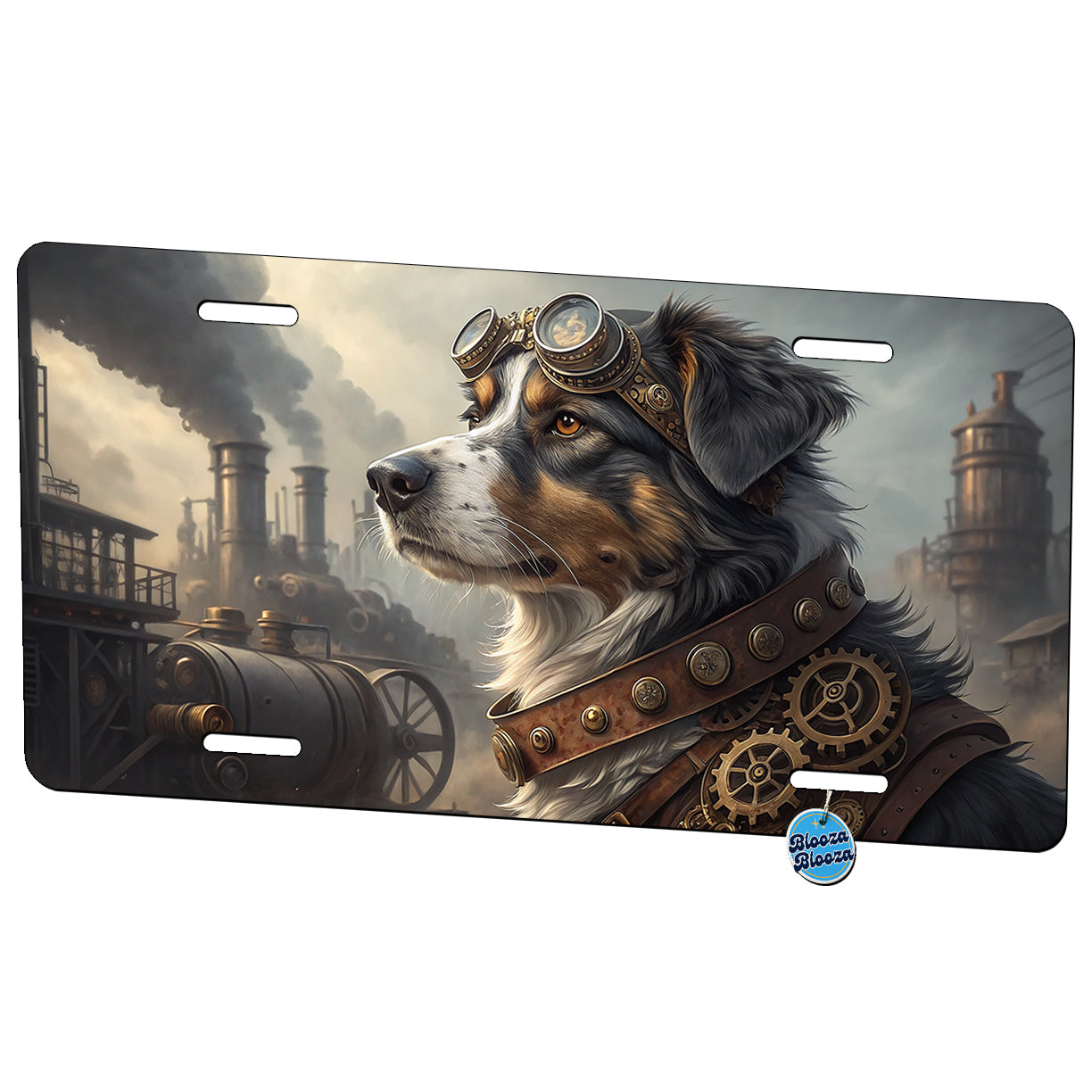 Australian Shepherd Dog Steampunk Metal Vanity Novelty Tag License Plate for Trucks Cars SUVs