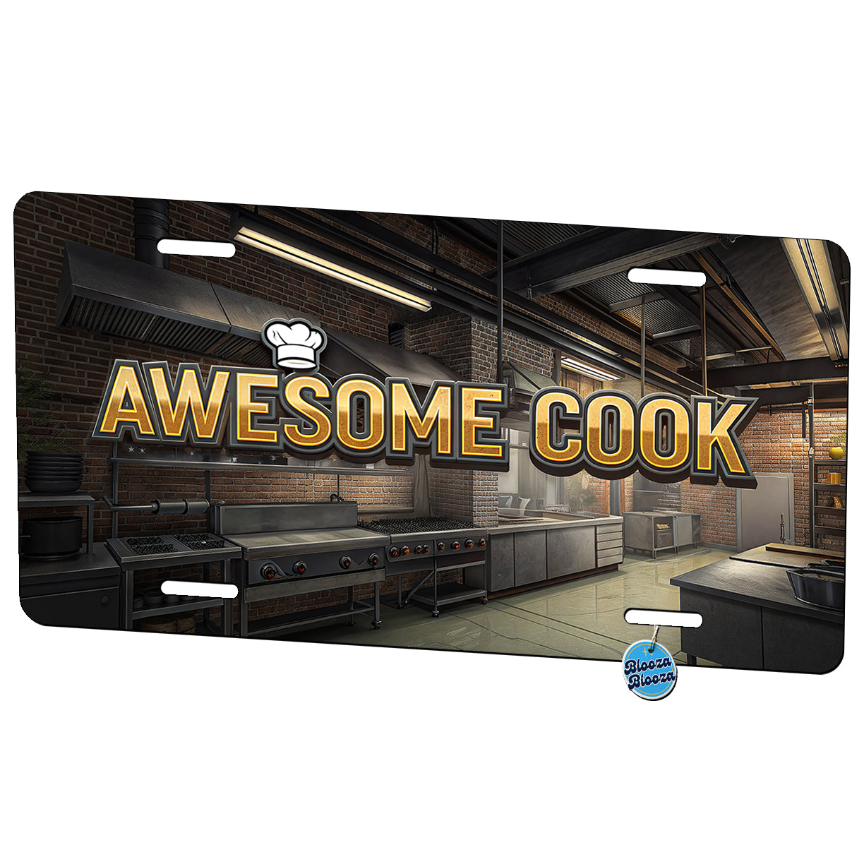 Awesome Cook Inspirational Industrial Kitchen Metal Vanity Novelty Tag License Plate for Trucks Cars SUVs
