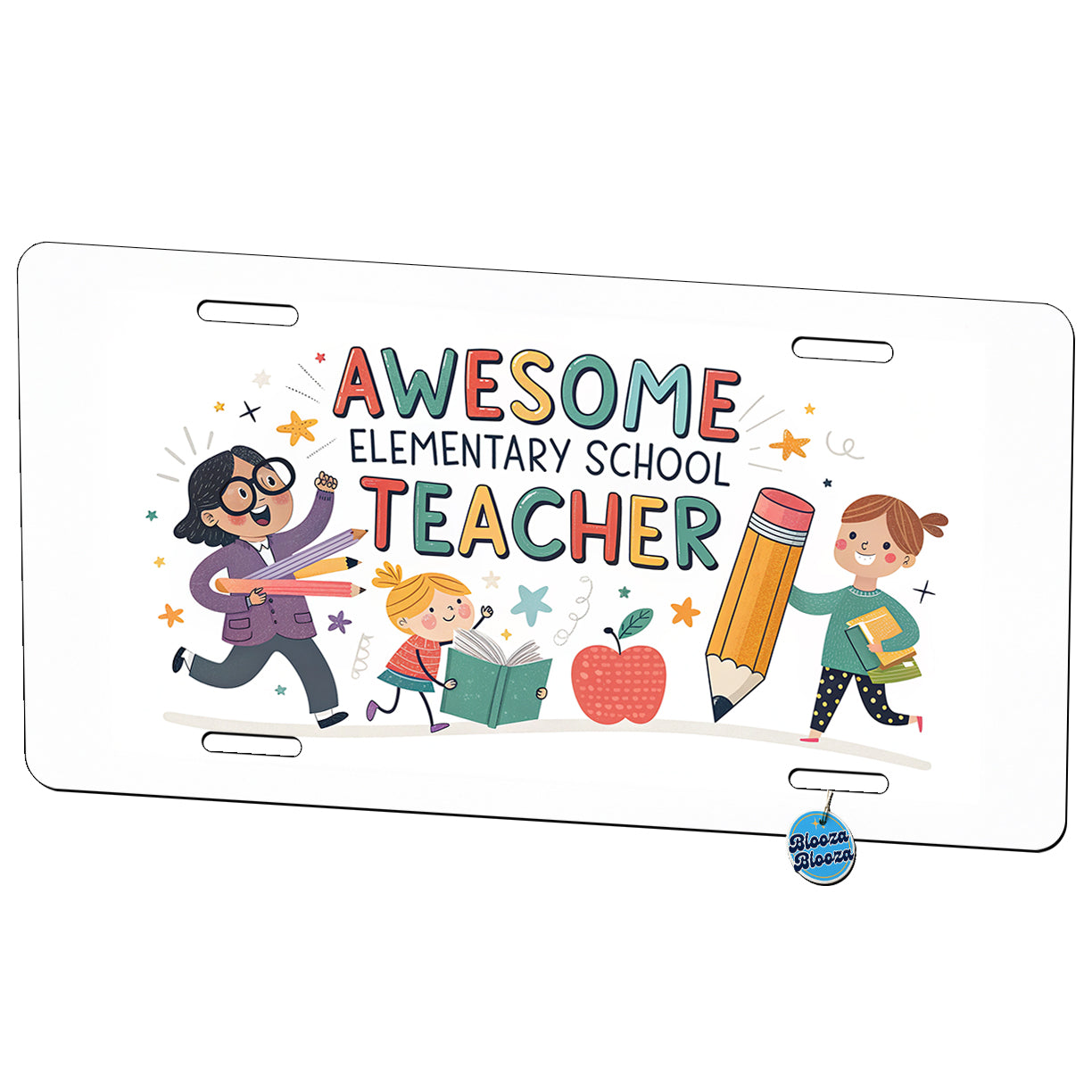 Awesome Elementary School Teacher Inspirational Metal Vanity Novelty Tag License Plate for Trucks Cars SUVs
