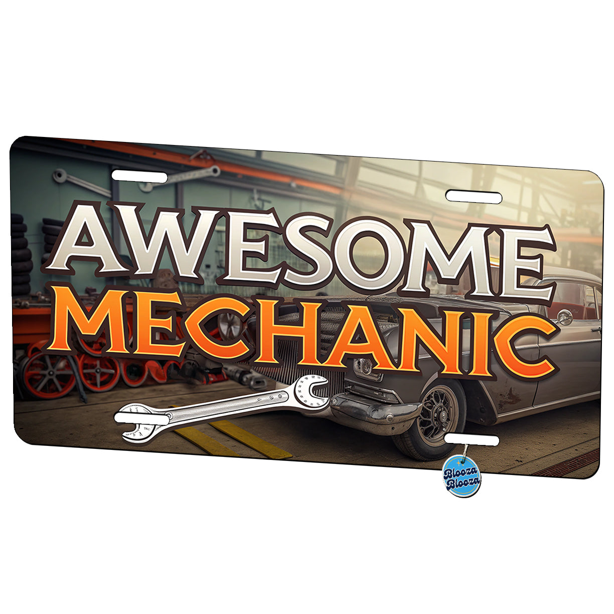 Awesome Mechanic Automotive Garage Inspirational Metal Vanity Novelty Tag License Plate for Trucks Cars SUVs