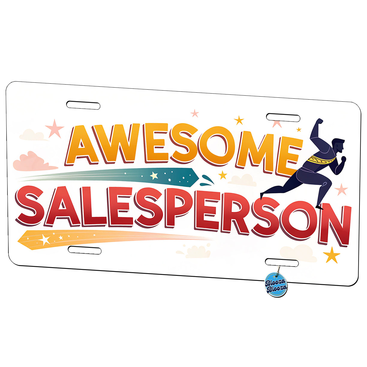 Awesome Salesperson Inspirational Superhero Metal Vanity Novelty Tag License Plate for Trucks Cars SUVs