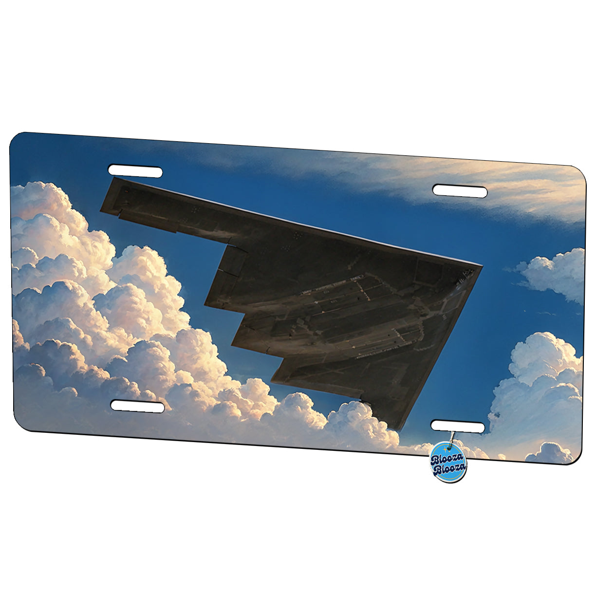 B-2 Spirit Stealth Bomber Airplane In Flight Illustration Metal Vanity Novelty Tag License Plate for Trucks Cars SUVs