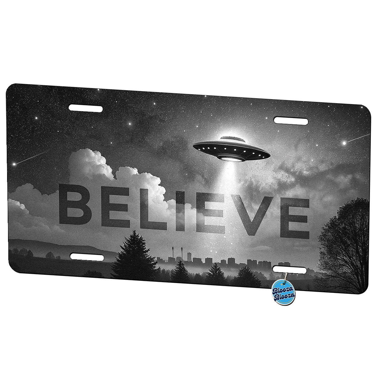 Believe UFO Sci-Fi Fantasy Metal Vanity Novelty Tag License Plate for Trucks Cars SUVs