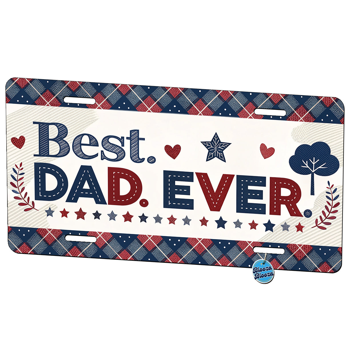 Best Dad Ever Plaid Father's Day Metal Vanity Novelty Tag License Plate for Trucks Cars SUVs