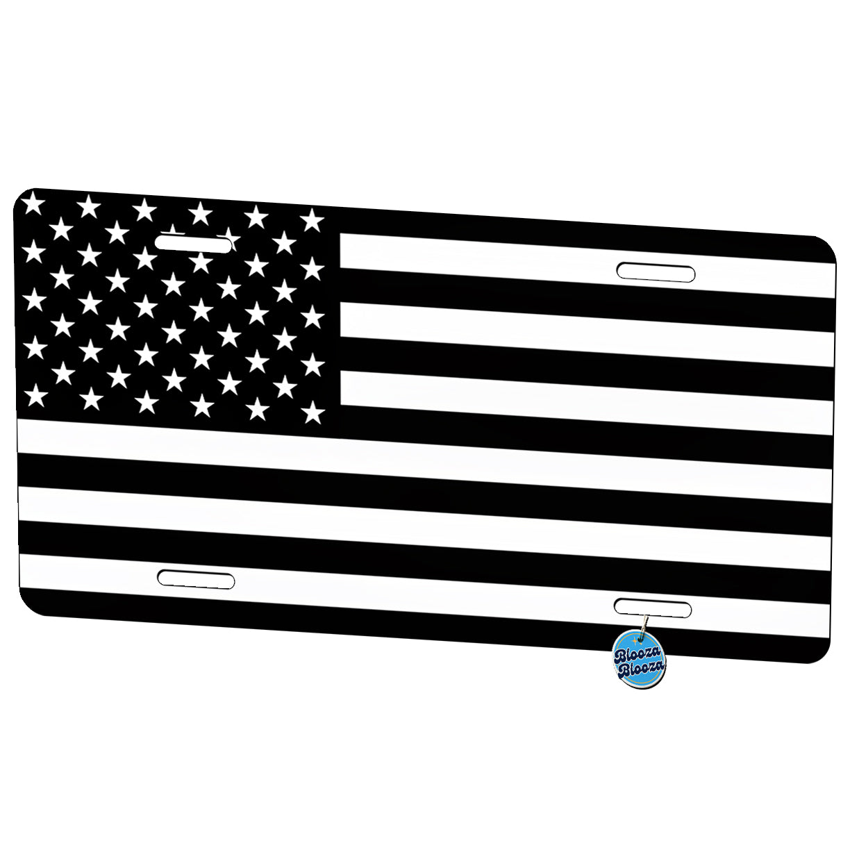 Black and White United States US American Flag Metal Vanity Novelty Tag License Plate for Trucks Cars SUVs