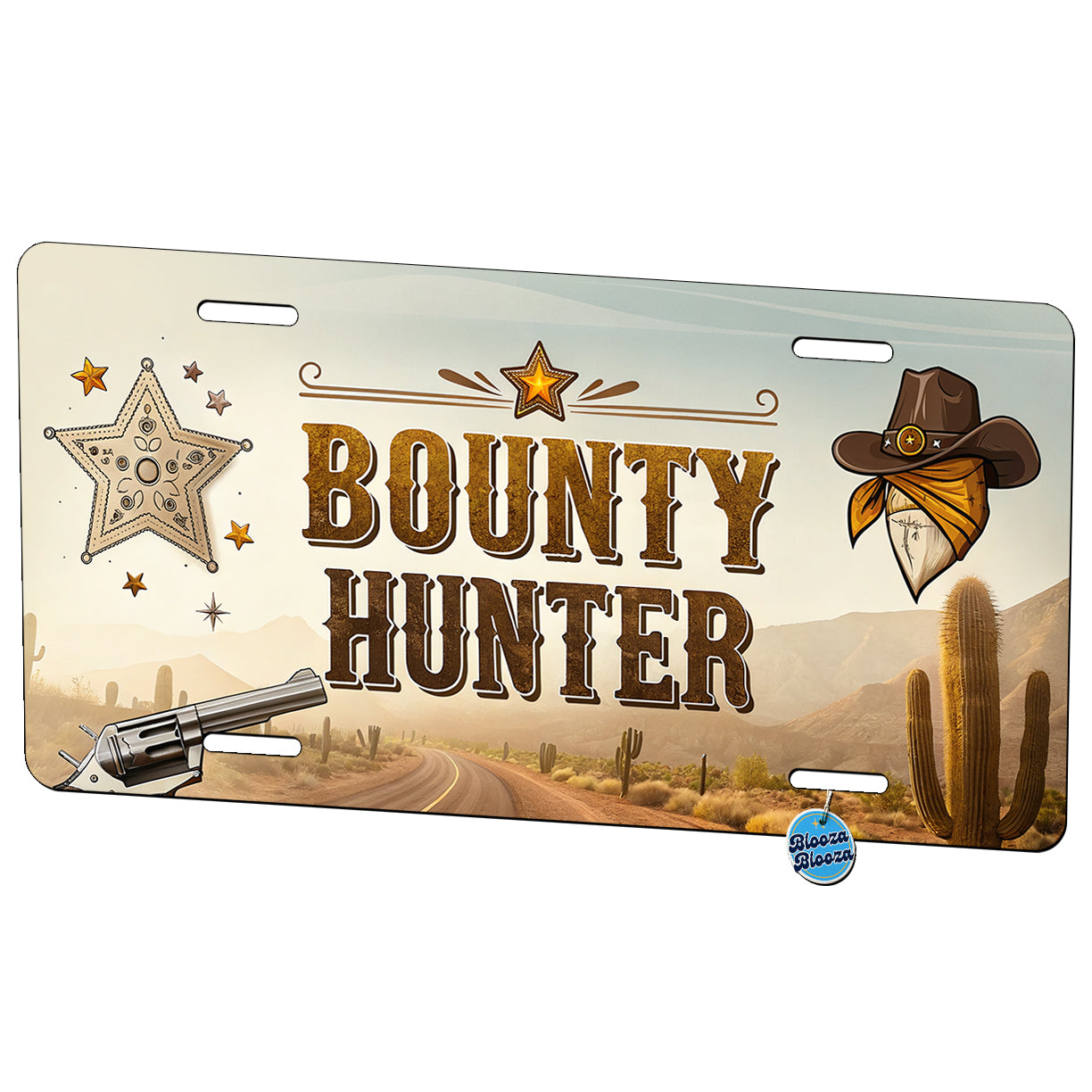 Bounty Hunter Western Cowboy Metal Vanity Novelty Tag License Plate for Trucks Cars SUVs