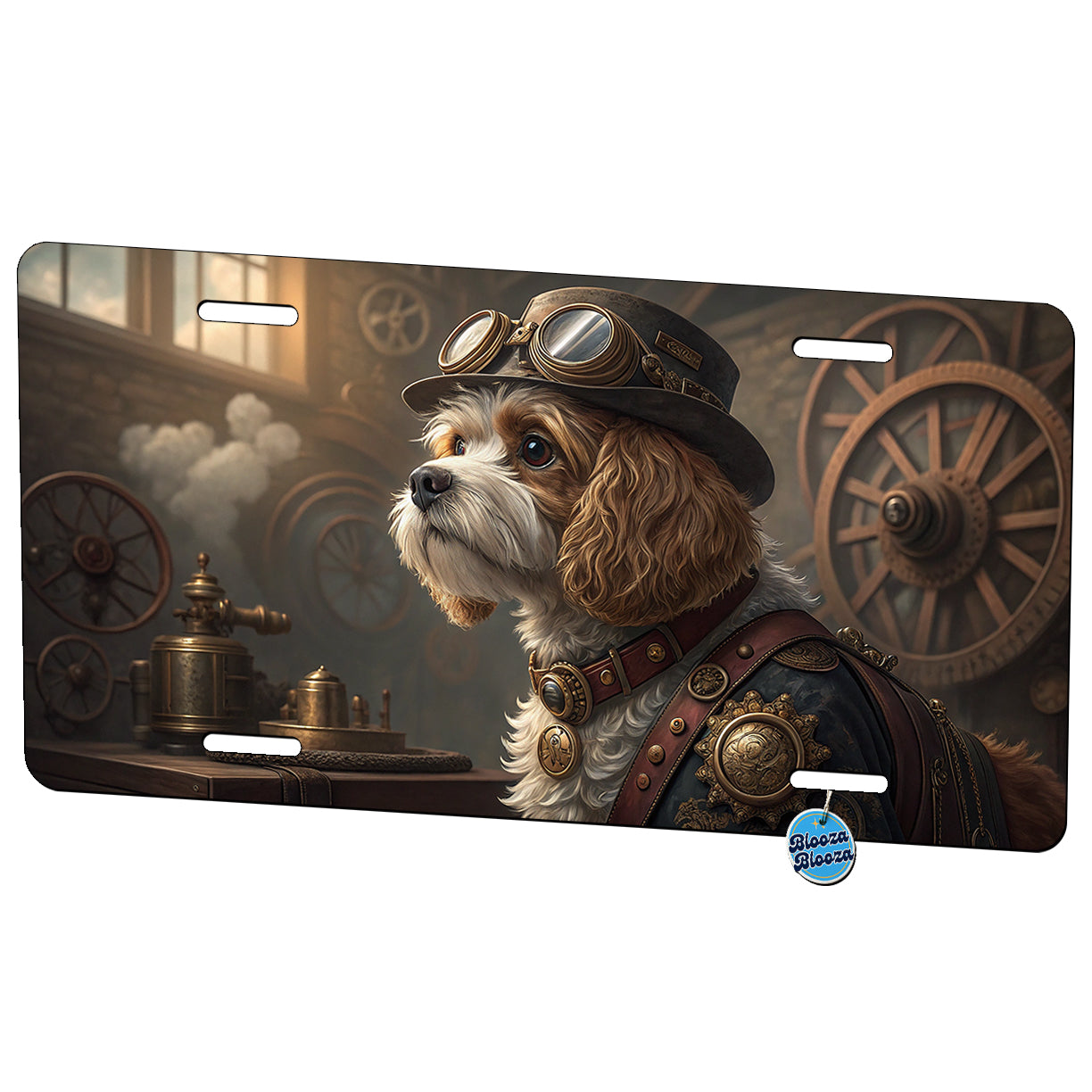 Cavapoo Dog Steampunk Metal Vanity Novelty Tag License Plate for Trucks Cars SUVs