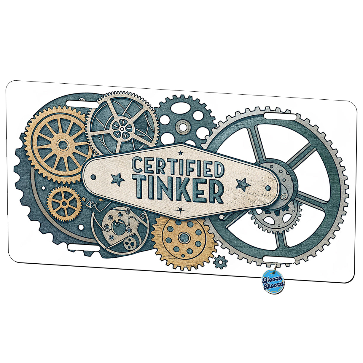 Certified Tinker Gears Metal Vanity Novelty Tag License Plate for Trucks Cars SUVs