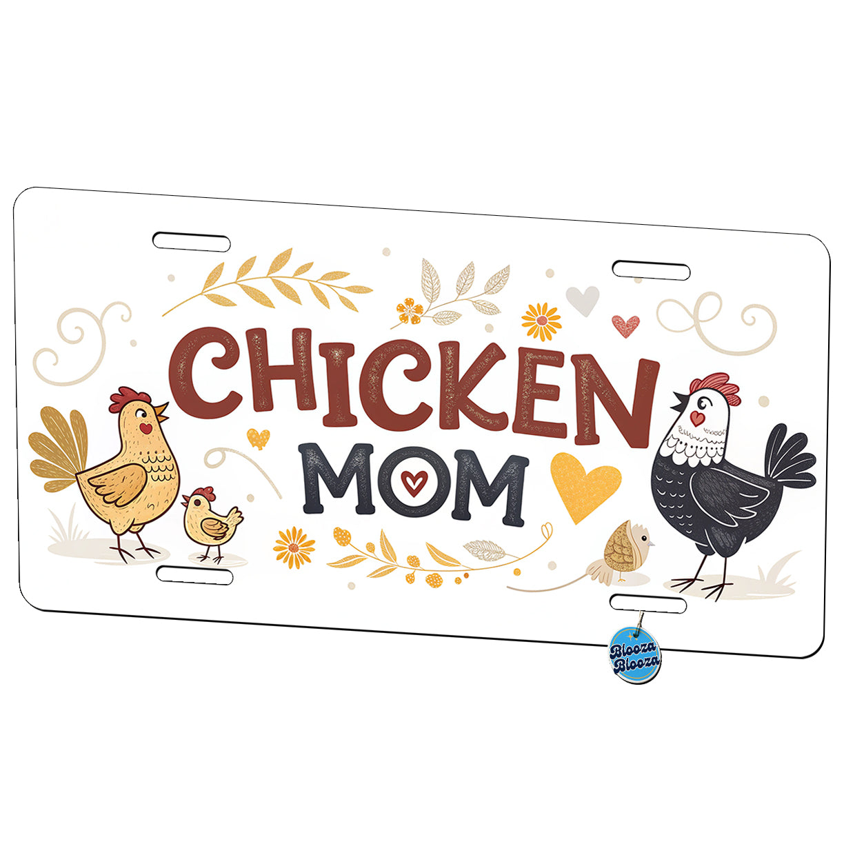 Chicken Mom Cute Funny Metal Vanity Novelty Tag License Plate for Trucks Cars SUVs
