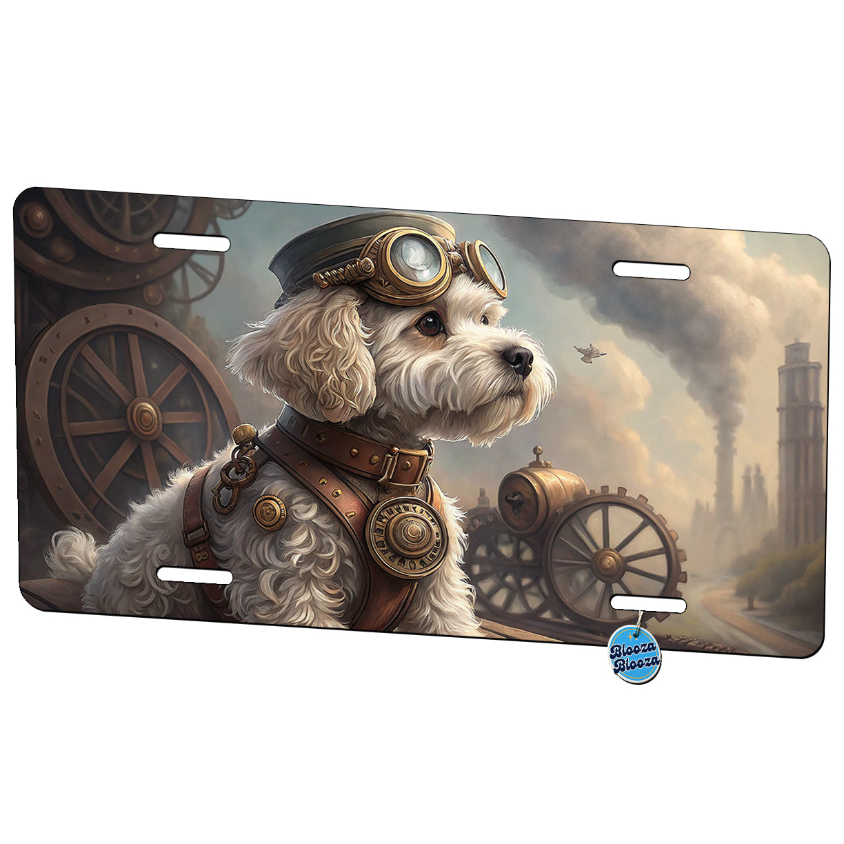 Cockapoo Dog Steampunk Metal Vanity Novelty Tag License Plate for Trucks Cars SUVs
