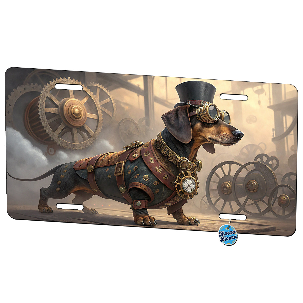 Dachshund Wiener Dog Steampunk Metal Vanity Novelty Tag License Plate for Trucks Cars SUVs