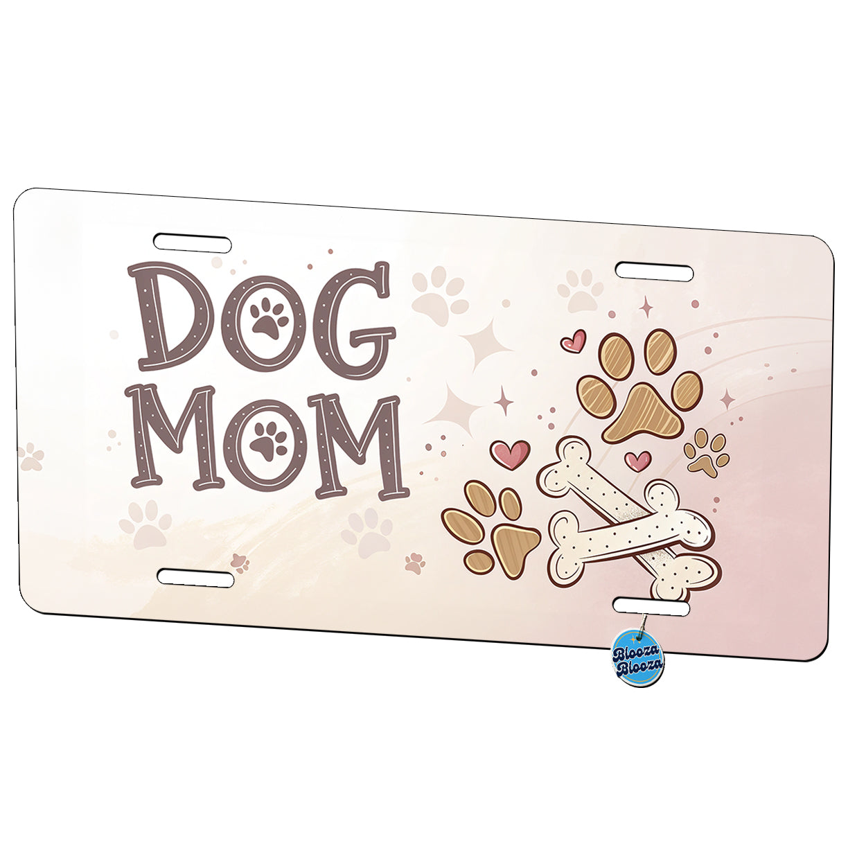 Dog Mom Paw Prints Treats Metal Vanity Novelty Tag License Plate for Trucks Cars SUVs