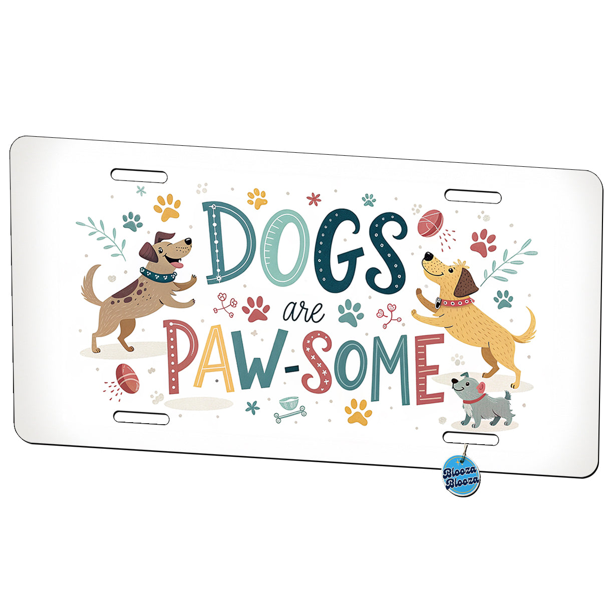 Dogs Are Paw-Some Awesome Funny Metal Vanity Novelty Tag License Plate for Trucks Cars SUVs