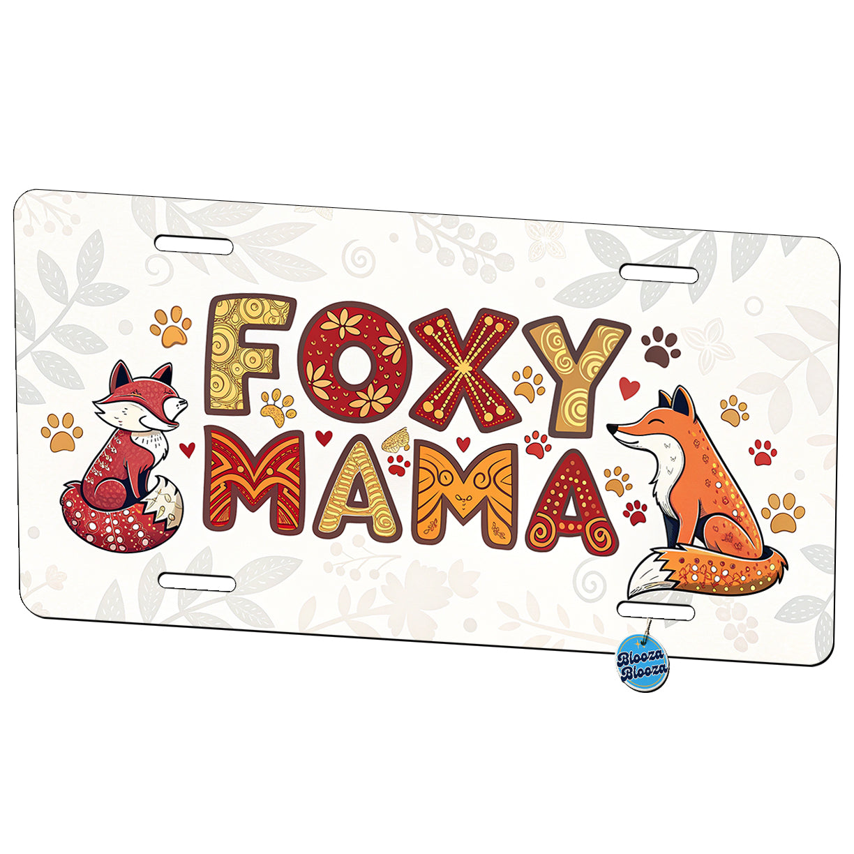 Foxy Mama Cute Fox Foxes Theme Metal Vanity Novelty Tag License Plate for Trucks Cars SUVs
