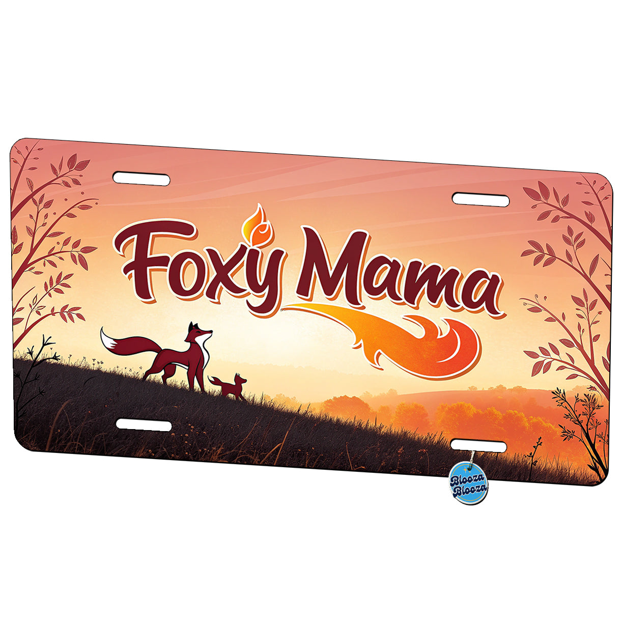 Foxy Mama Hot Fox Fire Funny Metal Vanity Novelty Tag License Plate for Trucks Cars SUVs