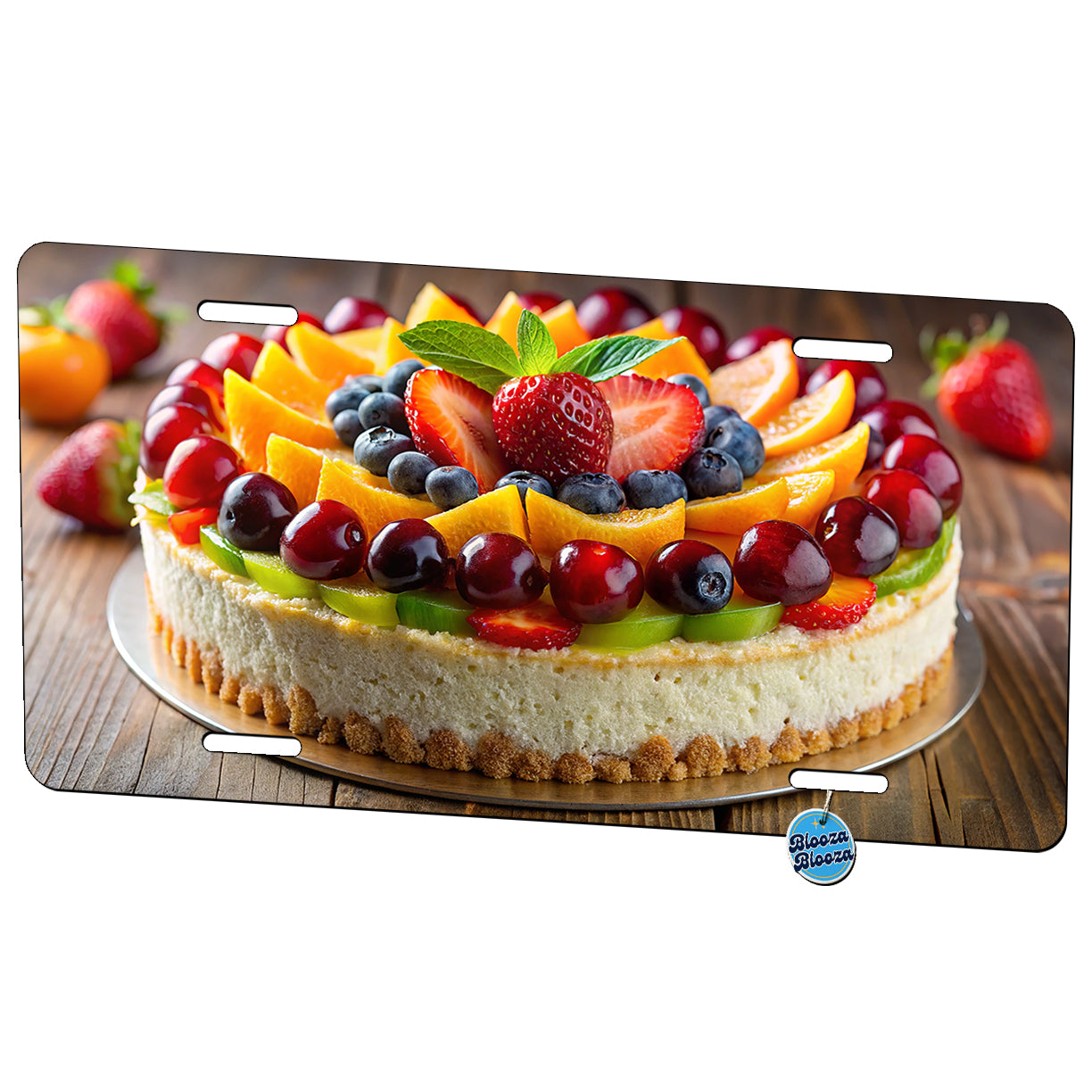 Fruitcake Fruit Cake Dessert Photo Metal Vanity Novelty Tag License Plate for Trucks Cars SUVs