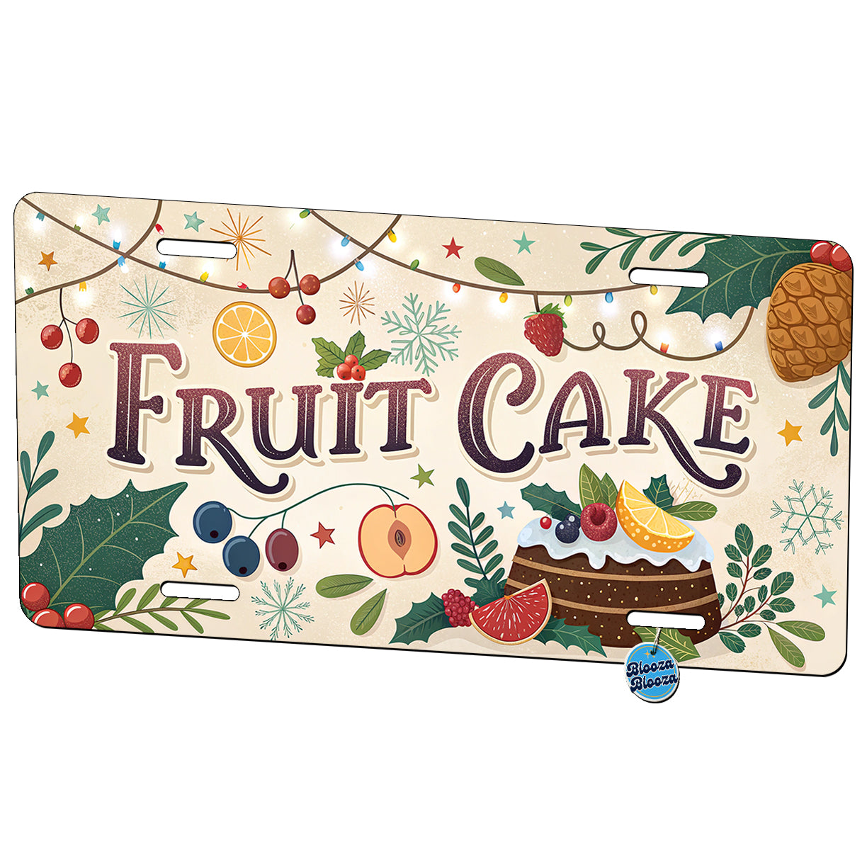 Fruitcake Holiday Fruit Cake Metal Vanity Novelty Tag License Plate for Trucks Cars SUVs