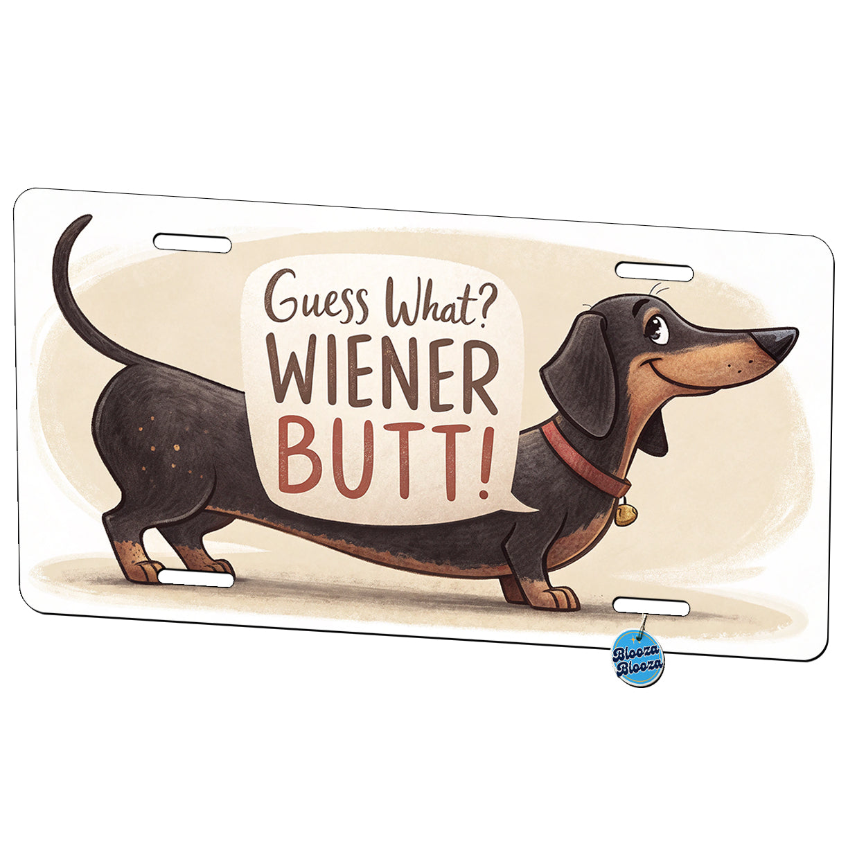 Guess What Wiener Butt Dachshund Funny Metal Vanity Novelty Tag License Plate for Trucks Cars SUVs